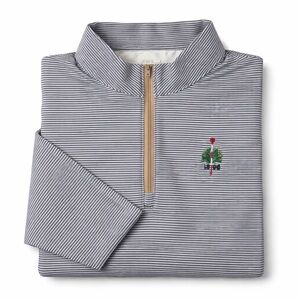 Peter Millar Large Merion Golf Club Quarter Zip Navy Stripe Performance Pullover